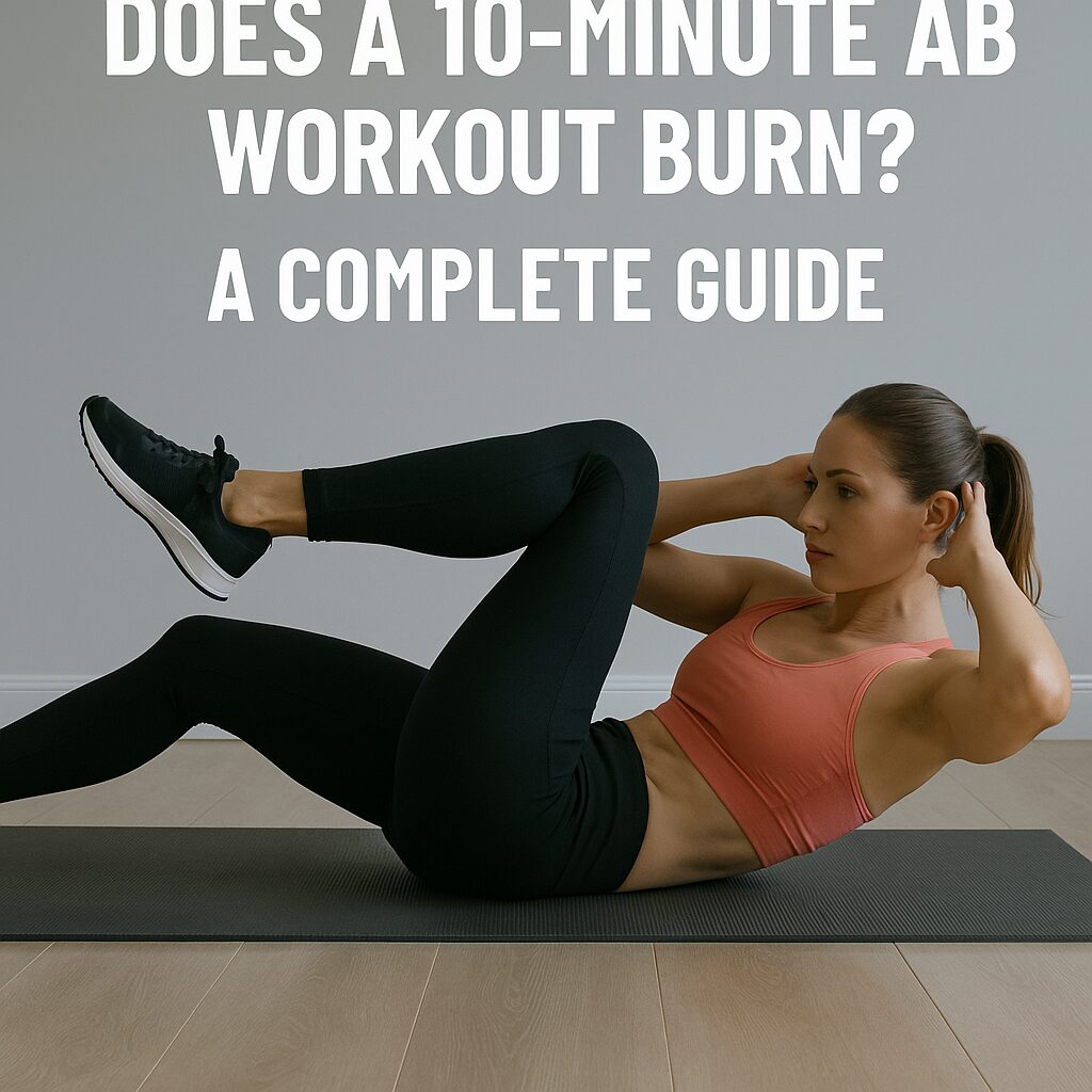 A young woman performing a 10-minute ab workout, focusing on core strength and fitness.
